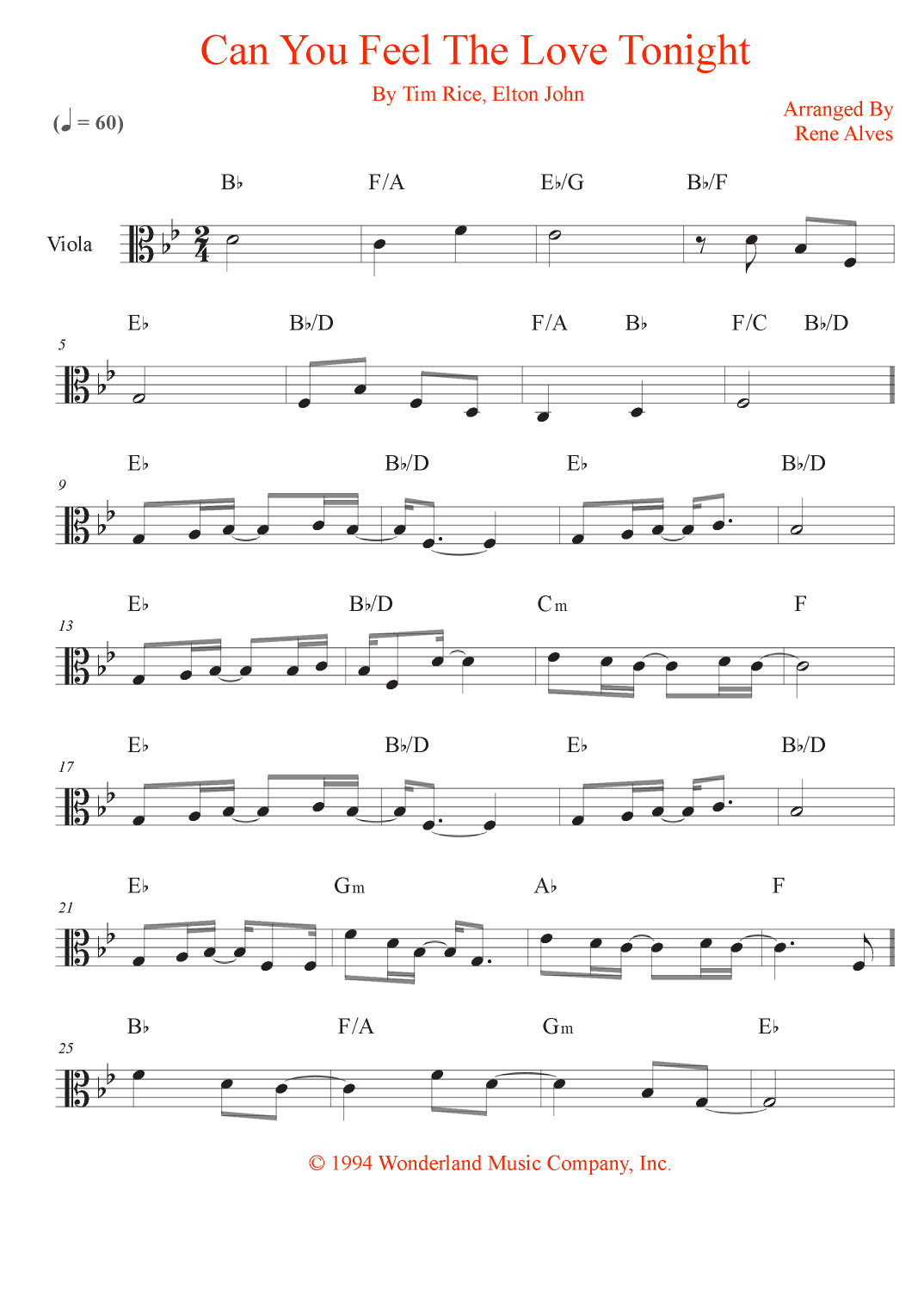 Can You Feel The Love Tonight (arr. Rene Alves)