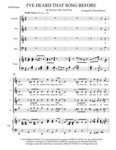 I've Heard That Song Before (arr. Paul Hemmer)