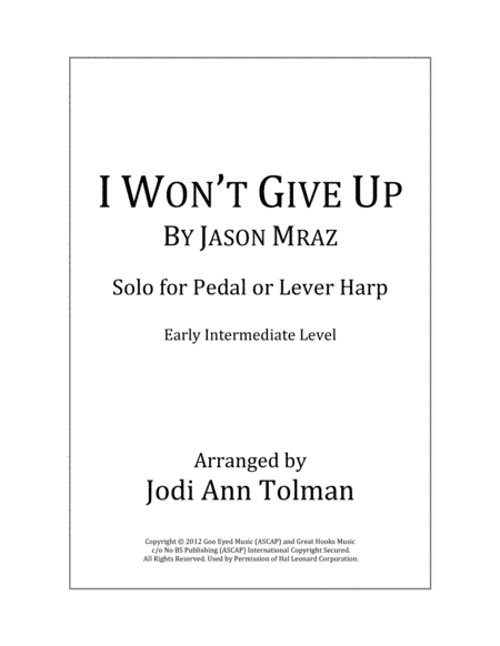 I Won't Give Up (arr. Jodi Ann Tolman)