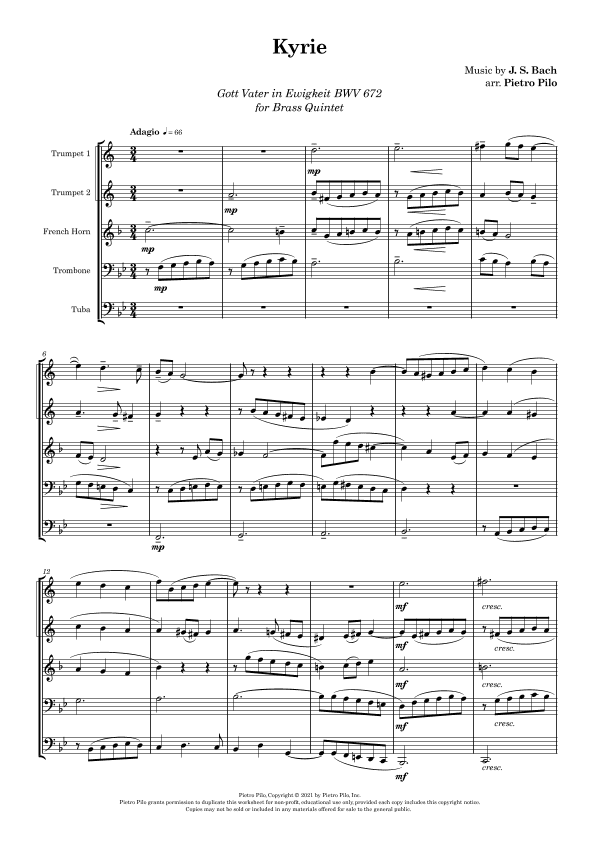KYRIE - Gott Vater in Ewigkeit BWV 672 (arr. Pietro Pilo)