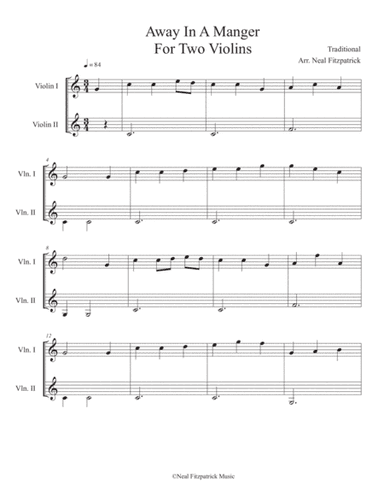 Away In A Manger For Two Violins (arr. Neal Fitzpatrick)