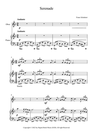 Serenade - Franz Schubert (Oboe + Piano) (arr. Digital Book Music)