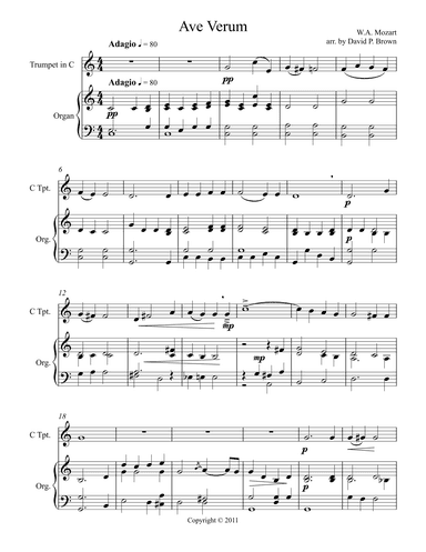 Ave Verum for Solo Trumpet and Organ (arr. David Brown)