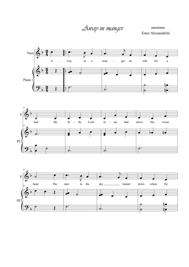 Away in a manger. Voice and piano (arr. Ester Alessandrini)