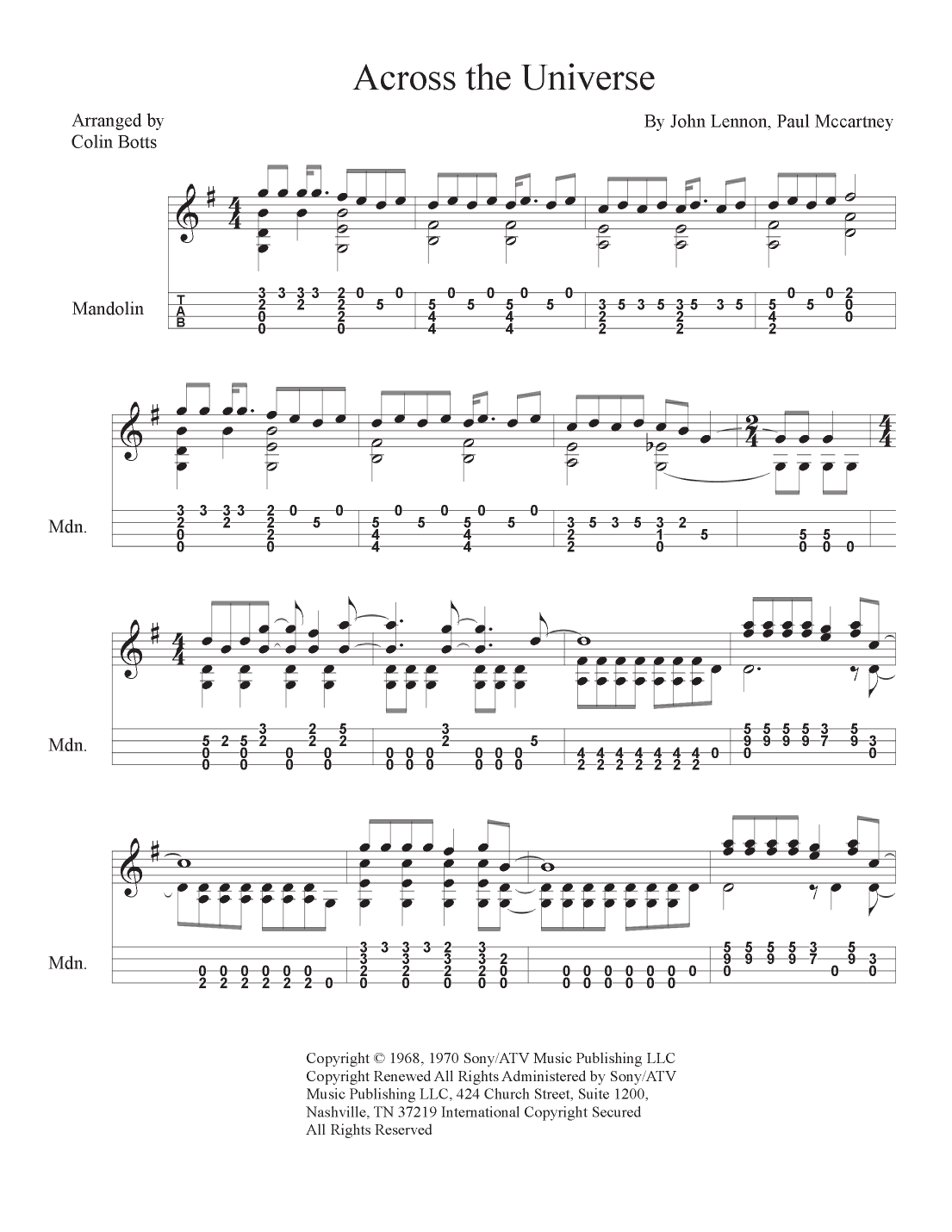 Across The Universe (arr. Colin Botts)