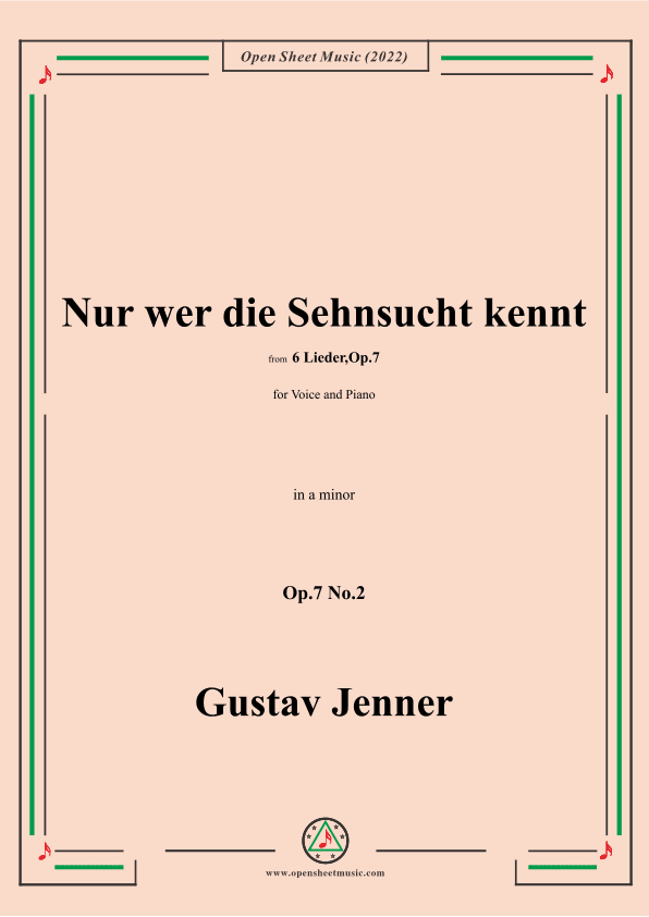 Jenner-Nur wer die Sehnsucht kennt,in a minor,Op.7 No.2 (arr. OSM Press)
