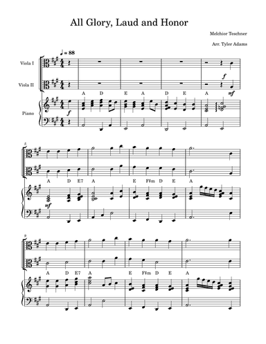 All Glory, Laud and Honor (Viola Duet and Piano) (arr. Tyler Adams)