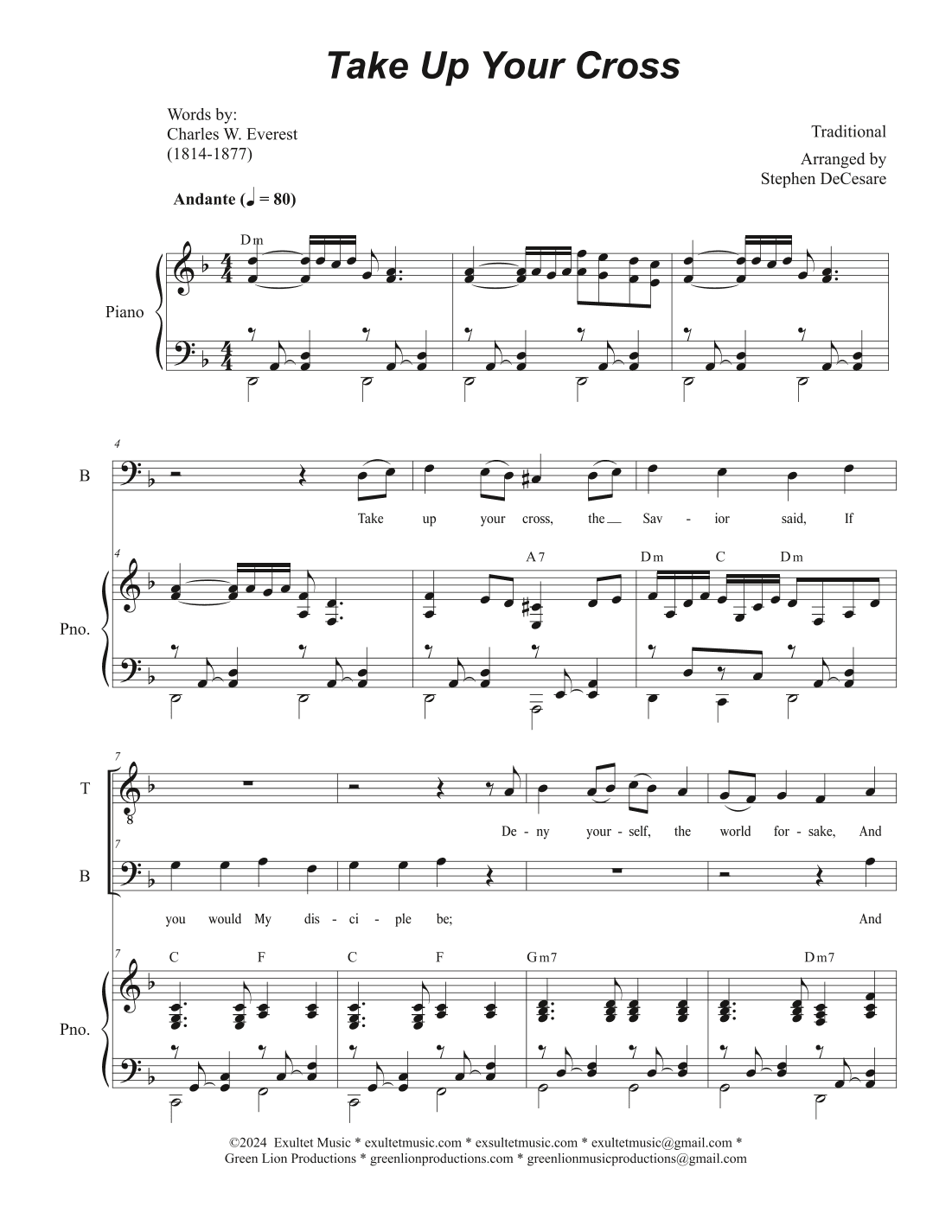 Take Up Your Cross (2-part choir - (TB) (arr. Stephen DeCesare)