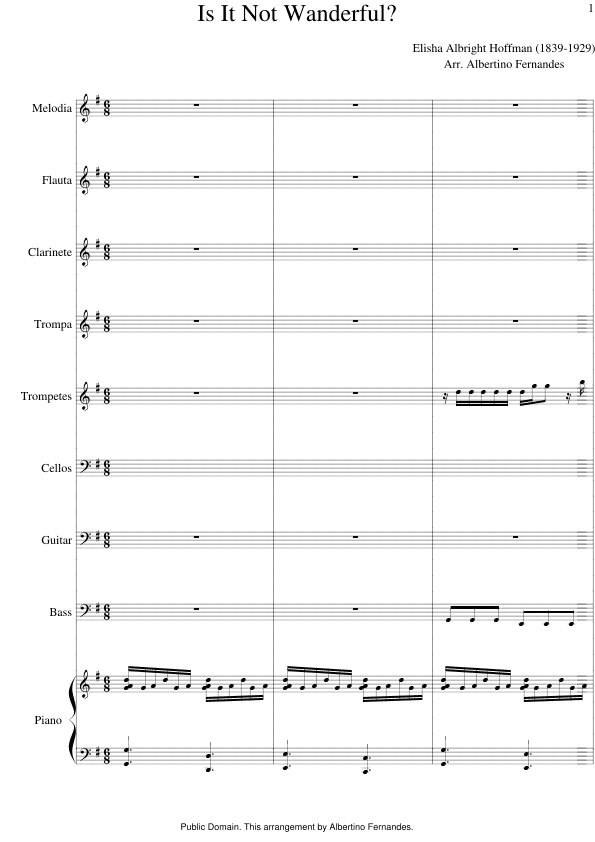 Is It Not wonderful? - Score Only (arr. Albertino Fernandes)