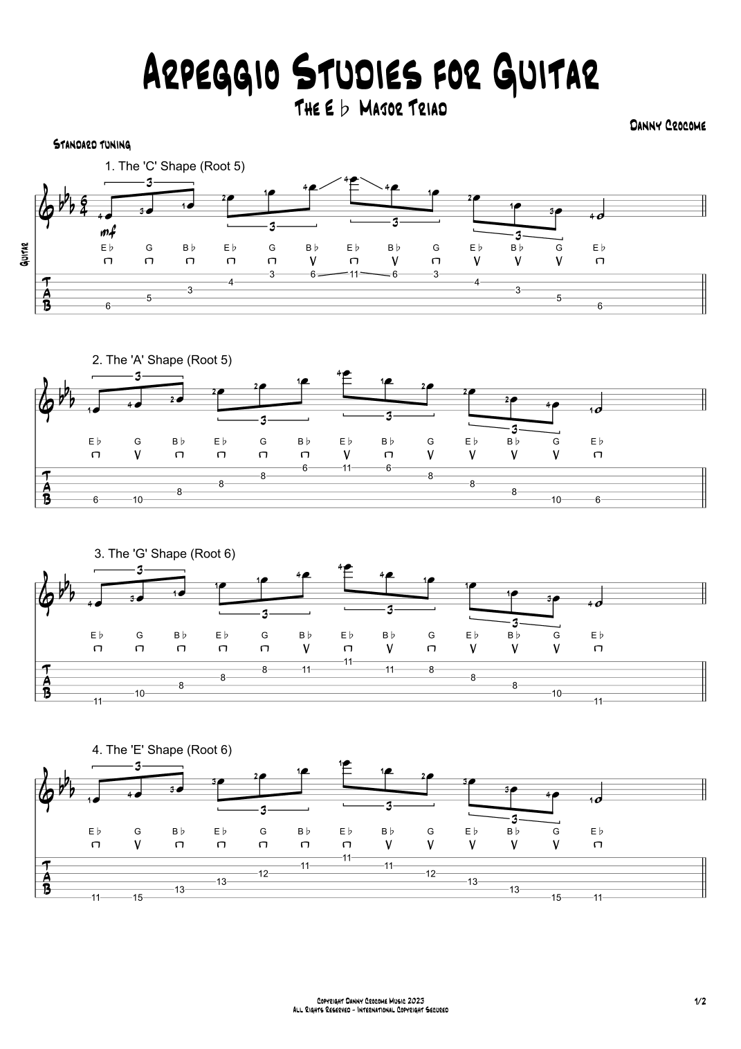 Arpeggio Studies for Guitar - The Eb Major Triad