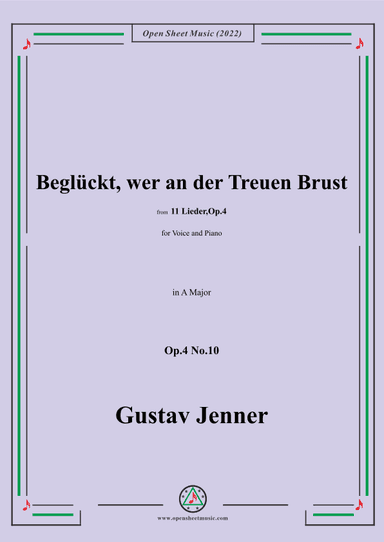 Jenner-Beglückt,wer an der Treuen Brust,in A Major,Op.4 No.10 (arr. OSM Press)