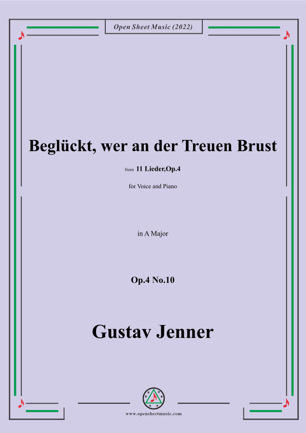 Jenner-Beglückt,wer an der Treuen Brust,in A Major,Op.4 No.10 (arr. OSM Press)