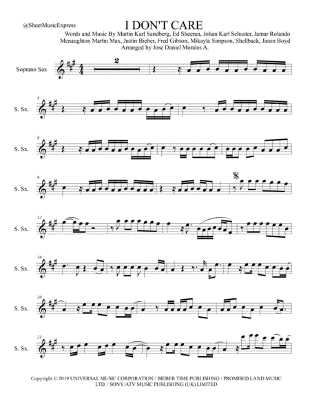 I Don't Care (arr. Jose Daniel Morales A.)