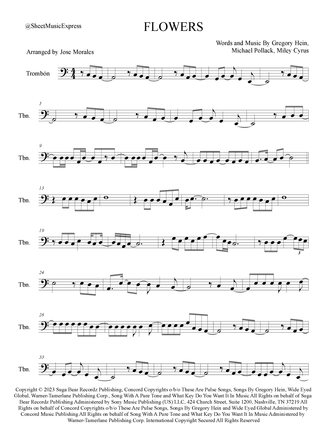 Flowers (arr. Sheet Music Express)