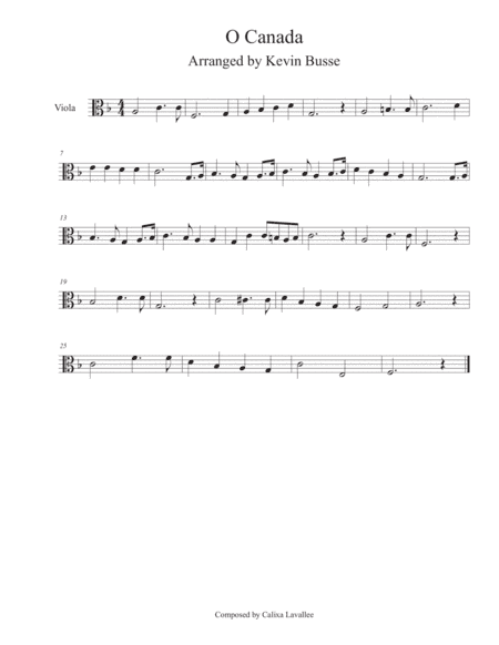O Canada - Viola (arr. Kevin Busse)