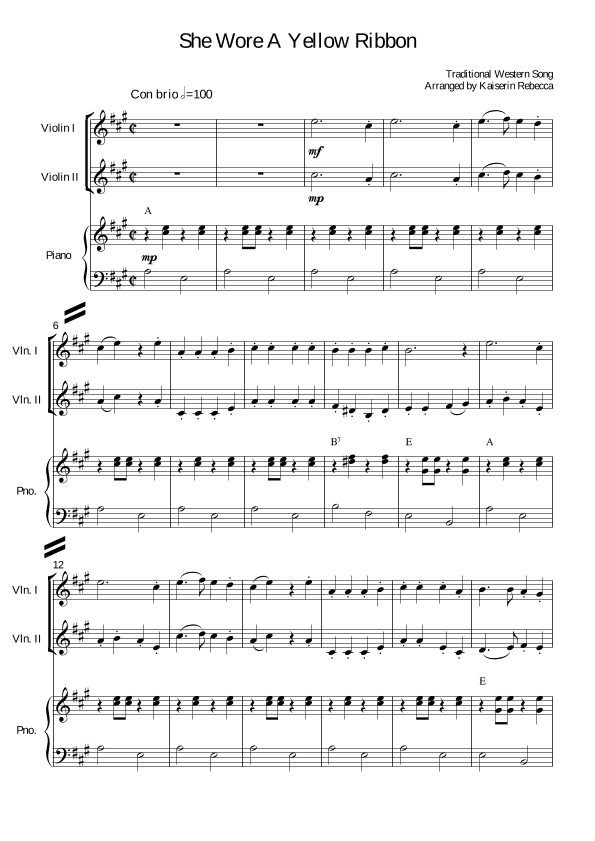She Wore A Yellow Ribbon (arr. Kaiserin Rebecca)