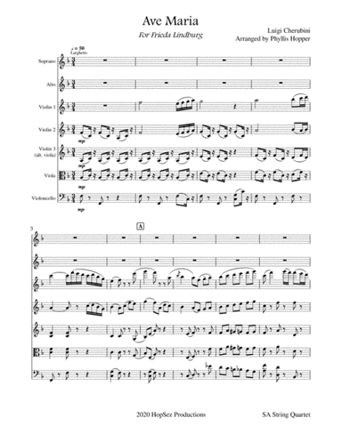 Ave Maria - SA String Quartet (arr. Phyllis Hopper)