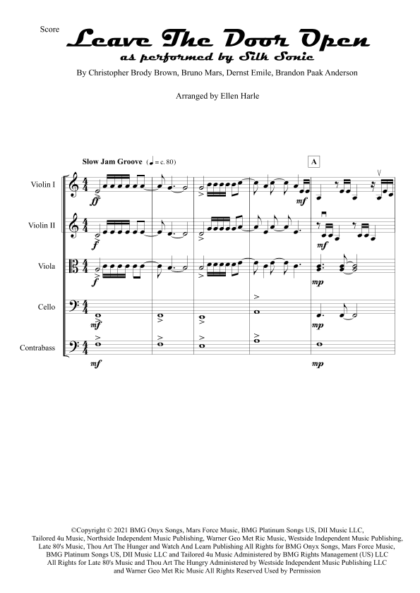 Leave The Door Open (arr. Ellen Harle)