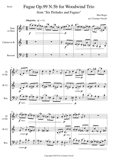 Fugue Op.99 N.5b for Woodwind Trio (arr. Cristiano Vecchi)