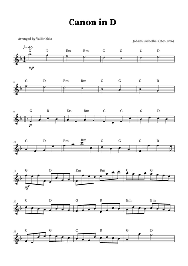 Canon in D - Soprano Sax Solo (+CHORDS) (arr. Valdir Maia)