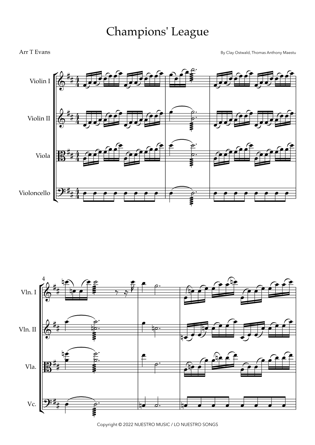 Champions League Theme (arr. T Evans)