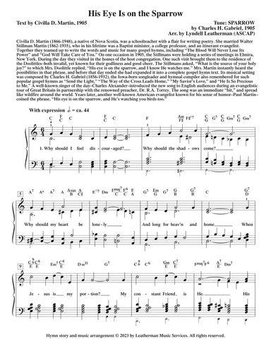 His Eye Is on the Sparrow (arr. Lyndell Leatherman)