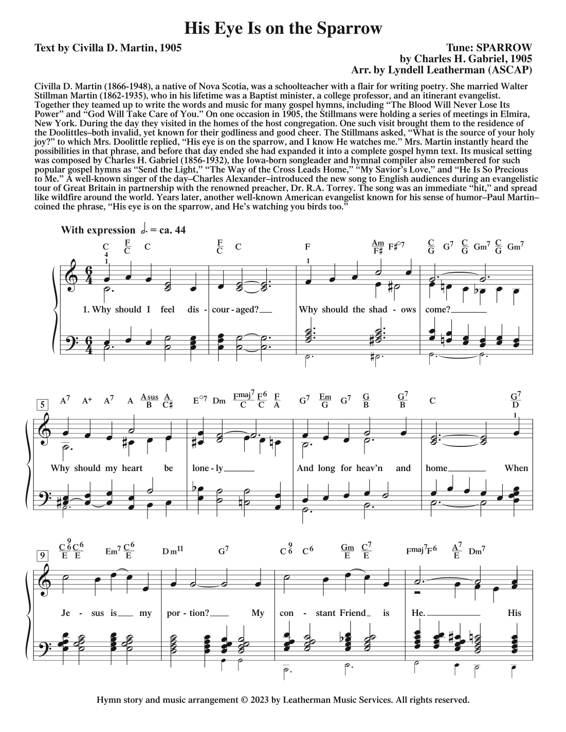 His Eye Is on the Sparrow (arr. Lyndell Leatherman)