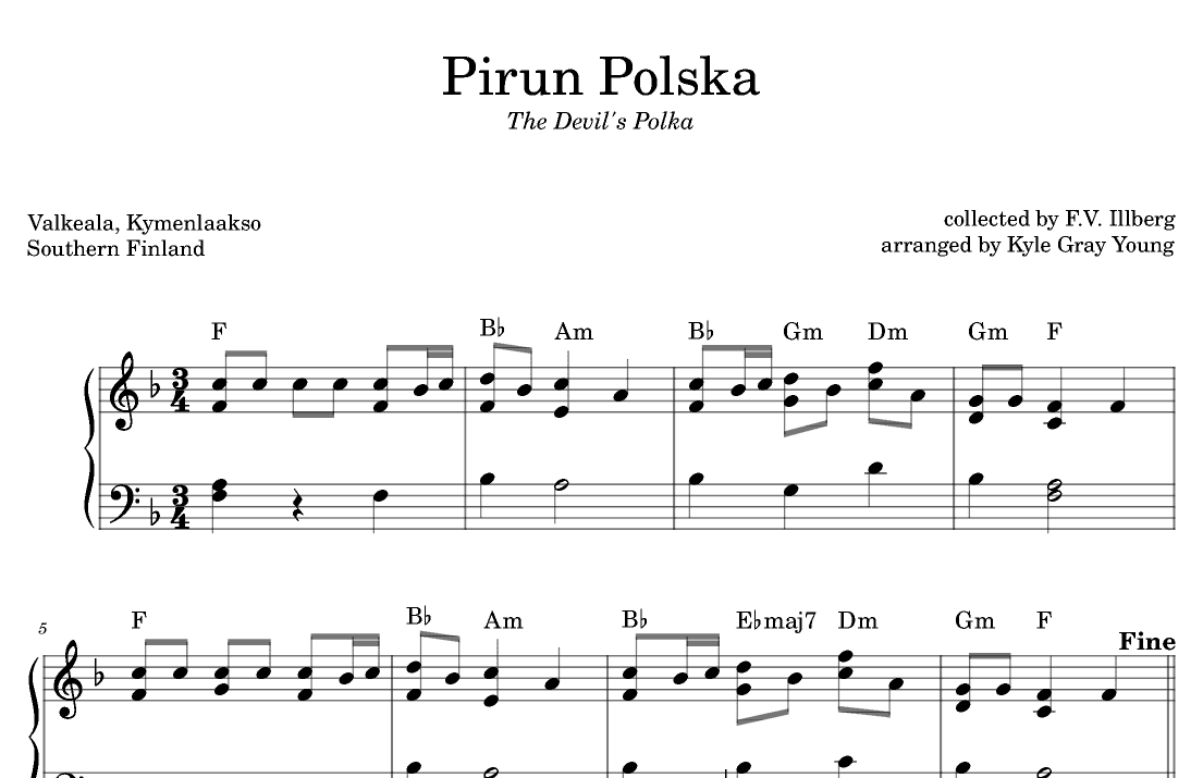 Pirun Polska (The Devil’s Polka) (piano solo) (arr. Kyle Gray Young)