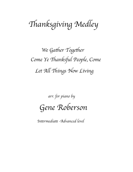 Thanksgiving  Song Medley  for Piano Solo (arr. Gene Roberson)