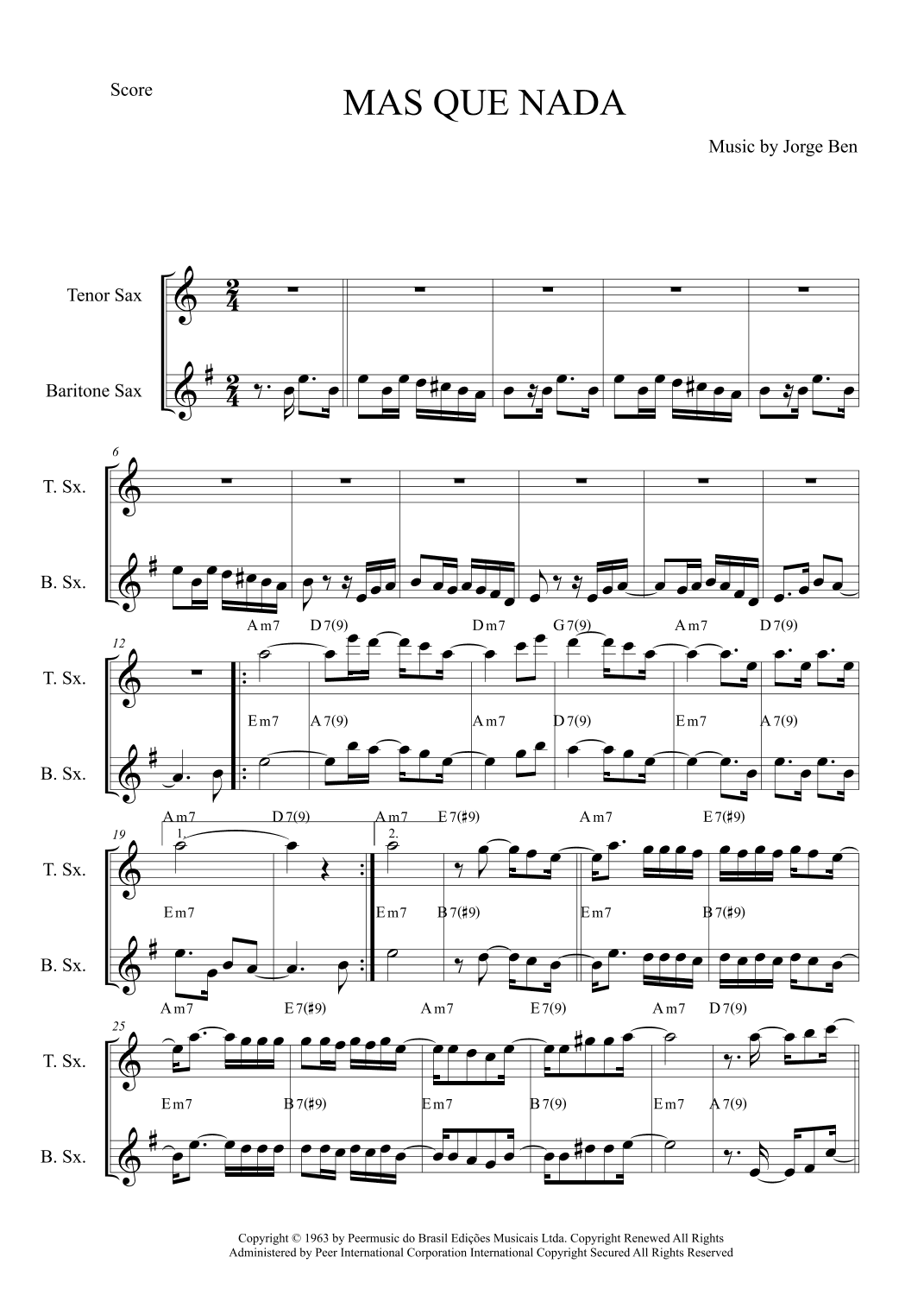Mas Que Nada (arr. The Sheet Music Library)