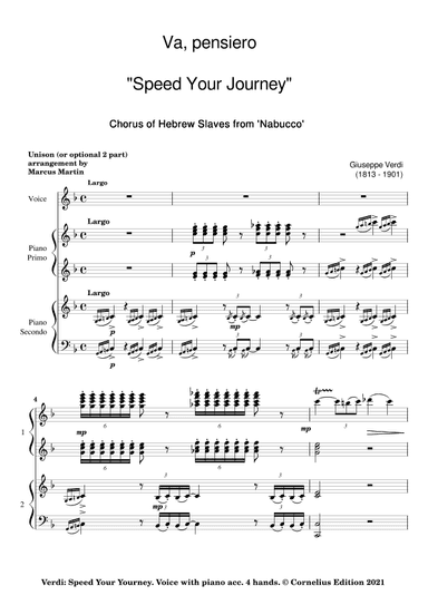Verdi Hebrew Slaves Chorus Speed Your Journey (arr. Glenn Martin)
