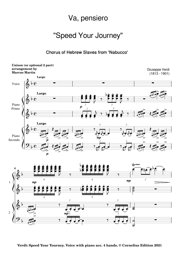 Verdi Hebrew Slaves Chorus Speed Your Journey (arr. Glenn Martin)