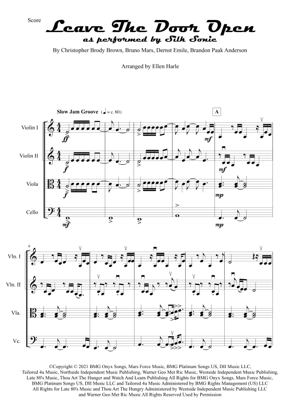 Leave The Door Open (arr. Ellen Harle)