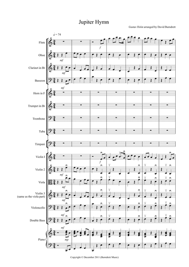 Jupiter Hymn for School Orchestra (arr. David Burndrett)