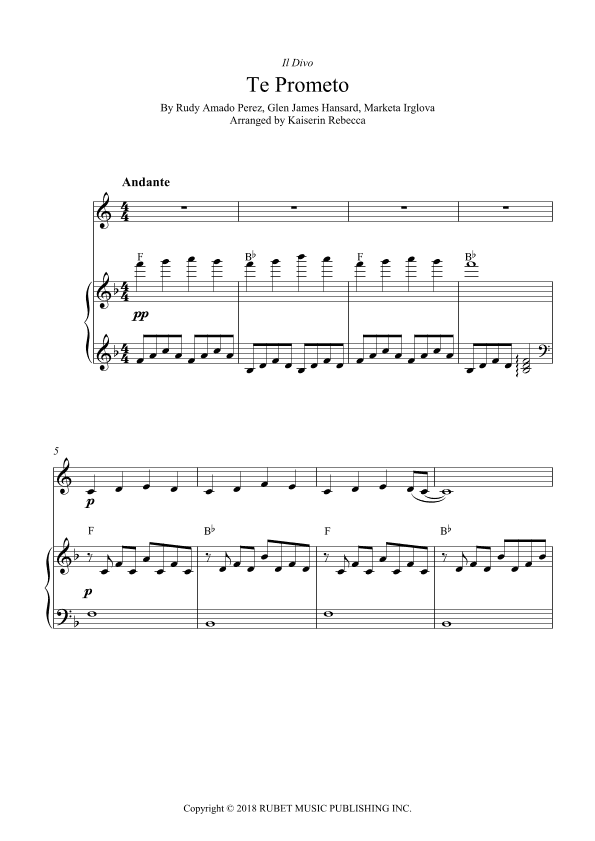 Te Prometo (falling Slowly) (arr. Kaiserin Rebecca)