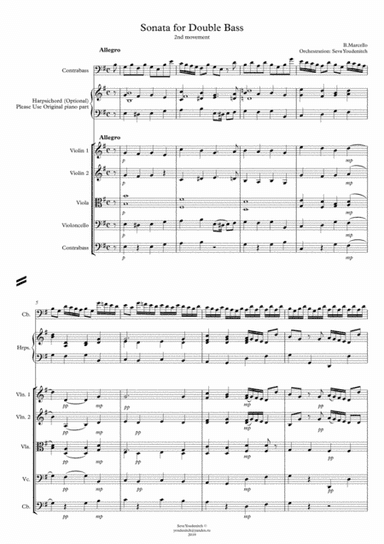 B.Marchello "Sonata" for Double Bass, Harpsichord (optional) and String Orchestra (2nd movement only (arr. Seva Youdenitch)