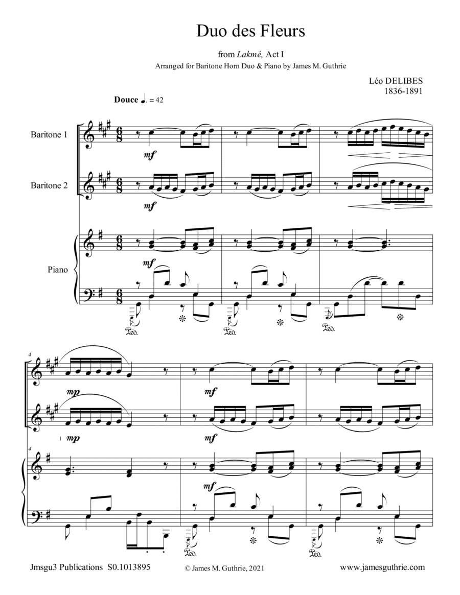 Delibes: Duo des Fleurs for Baritone Horn Duo & Piano (arr. James M. Guthrie)