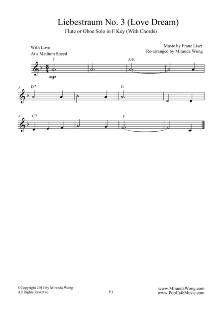Liebestraum No.3 (Love Dream) - Romantic Easy Flute Music (arr. Miranda Wong)
