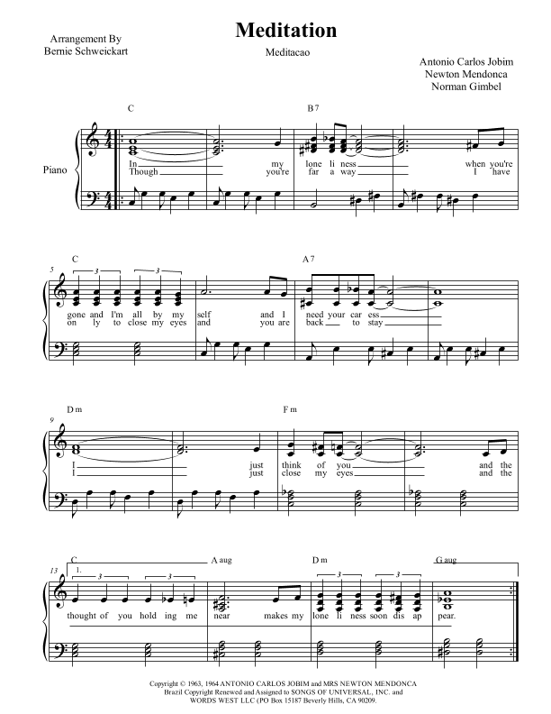 Meditation (meditacao) (arr. Bernie Schweickart)
