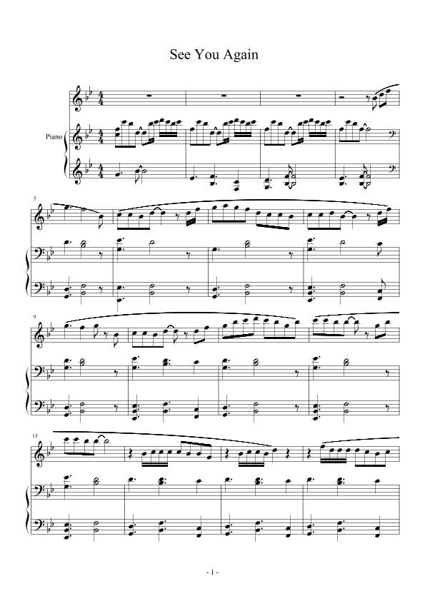 See You Again (arr. Charlie Puth)