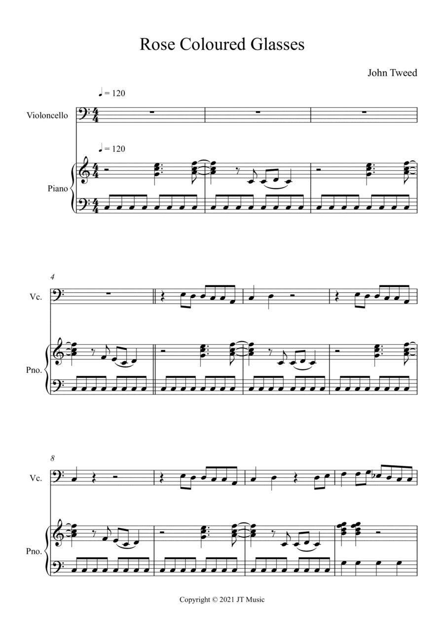 Rose Coloured Glasses - Cello and Piano