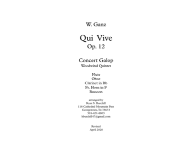 QUI VIVE! Concert Gallop for Woodwind Quintet (arr. Kent S. Burchill)