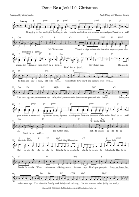 Don't Be A Jerk It's Christmas (arr. Vicky Jacobs)