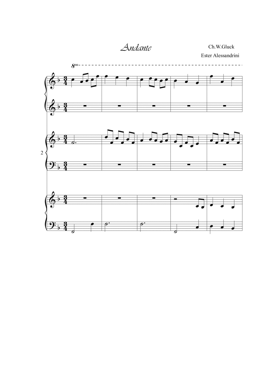 Andante. Piano 6 hands (arr. Ester Alessandrini)