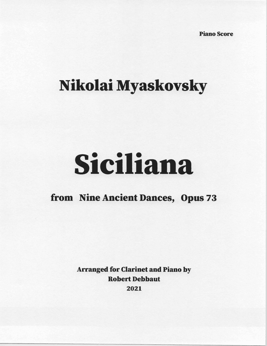 "Siciliana" by Nikolai Myaskovsky for Clarinet and Piano (arr. Robert Debbaut)