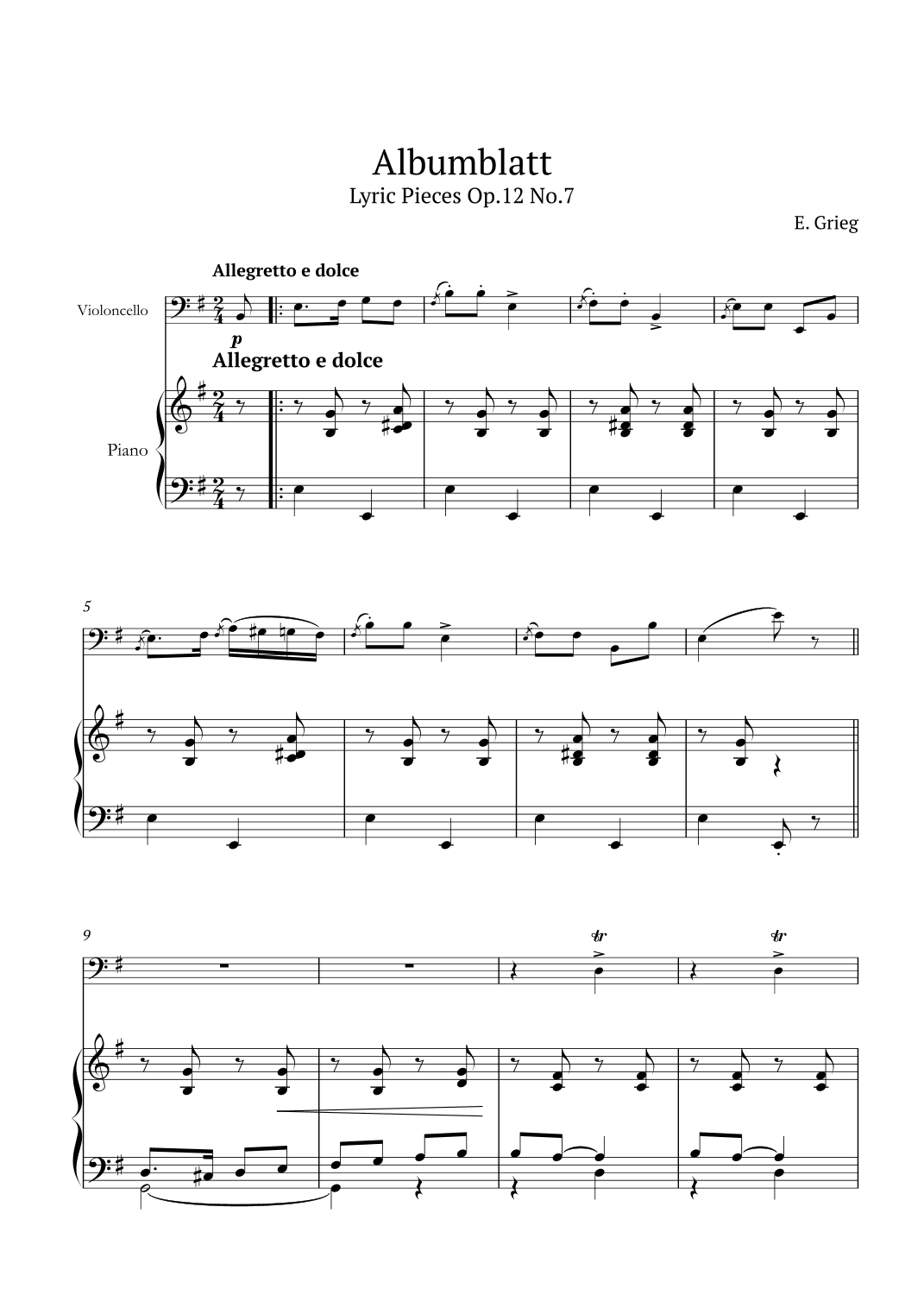 Lyric Pieces Op.12 No.7 (arr. André Nusa)
