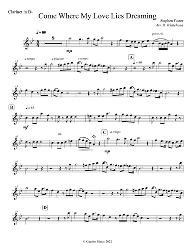 Come Where My Love Lies Dreaming (arr. Robert Whitehead)