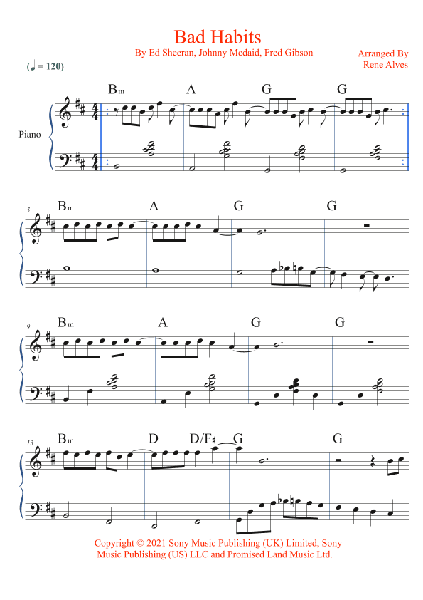 Bad Habits (arr. Rene Alves)