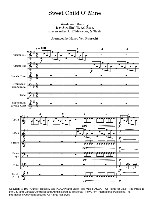 Sweet Child O' Mine (arr. Henry Von Ruprecht)