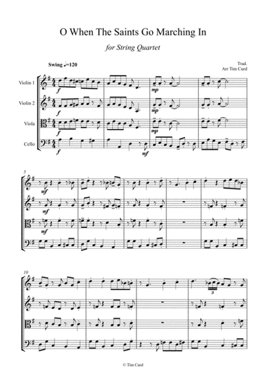 O When The Saints Go Marching In for String Quartet (arr. Tim Curd)